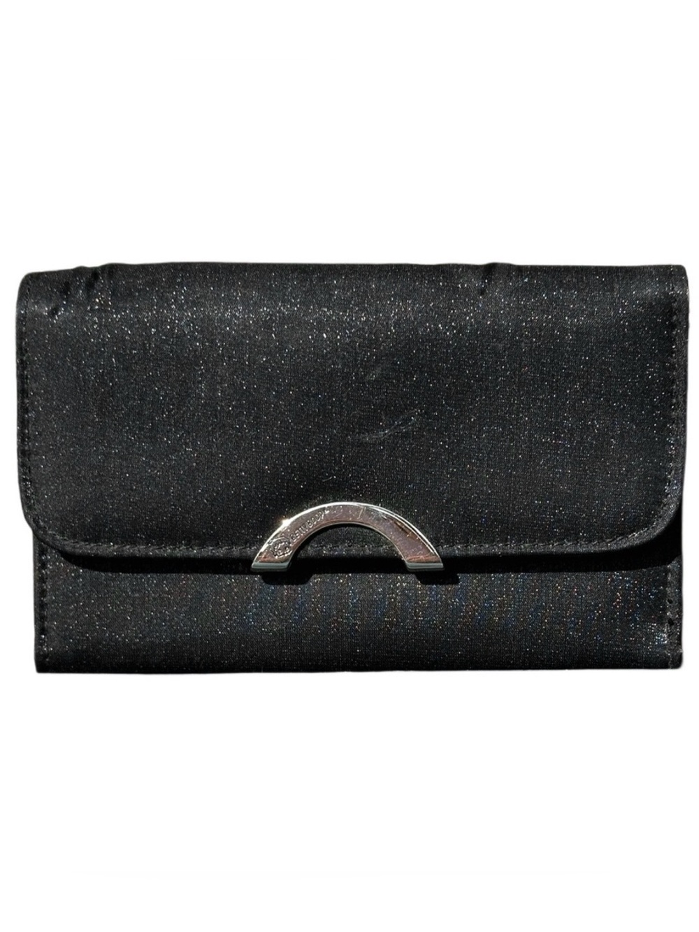 Betty Boop Black Leather and Sparkle fabric Clutch Wallet with Silver Accent
